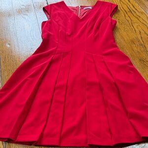 Calvin Klein red A-Line V-Neck sleeveless dress.  Lined. Size 10. Good condition
